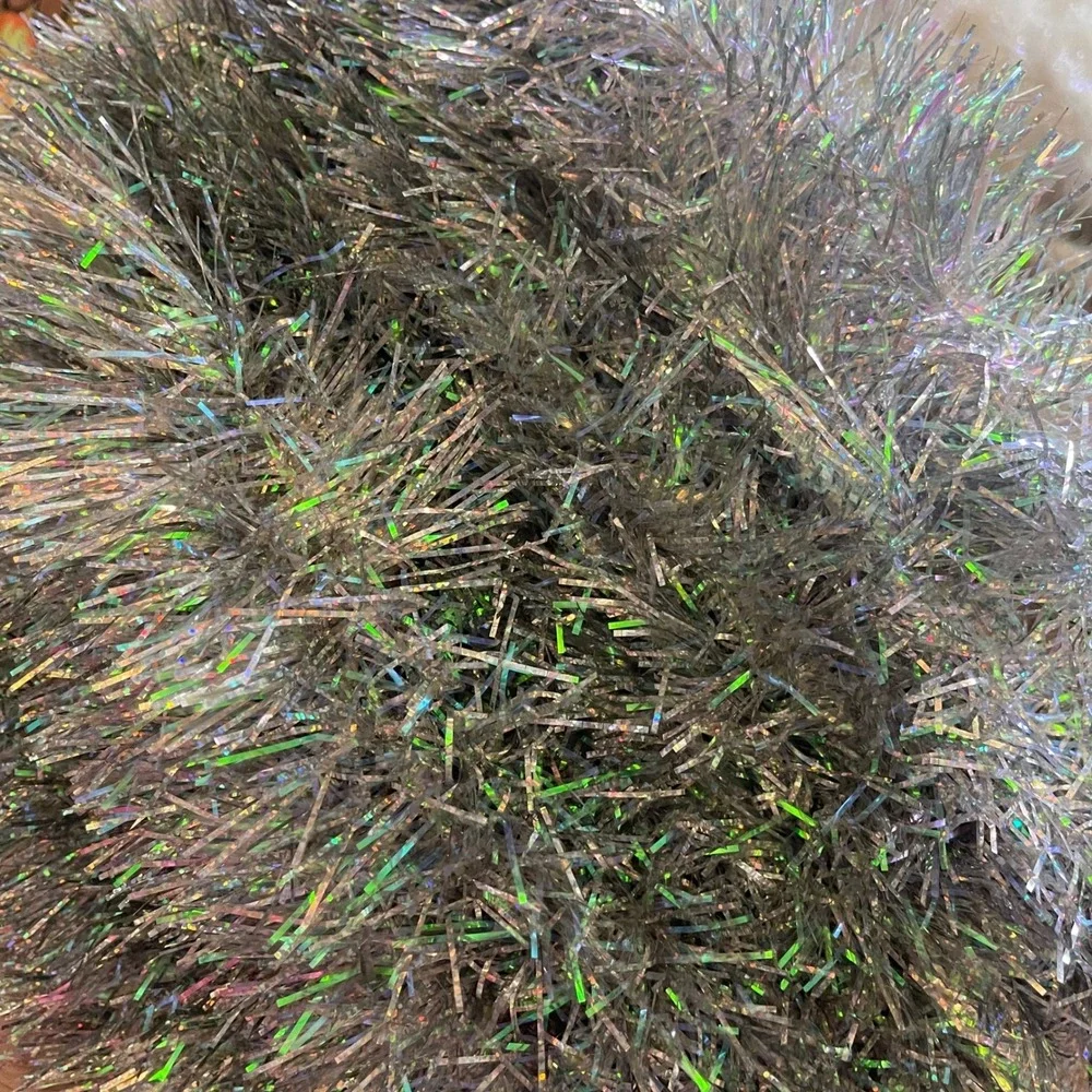 Vtg iridescent Double Glo Color Tinsel silver Garland 32' Christmas Tree‎